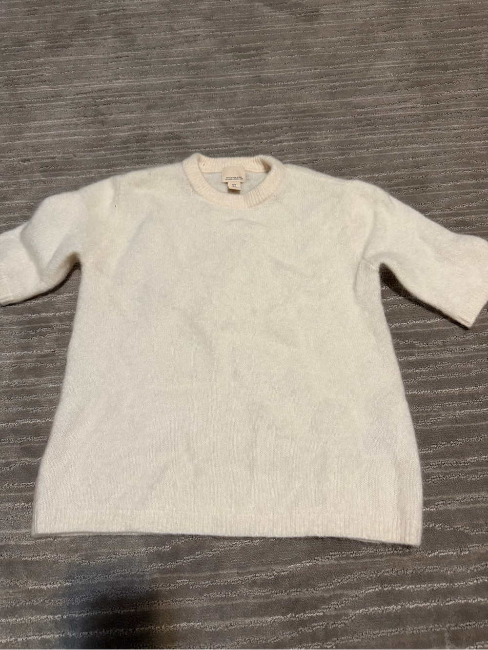 Women's Cream Short-Sleeve Crewneck Sweater